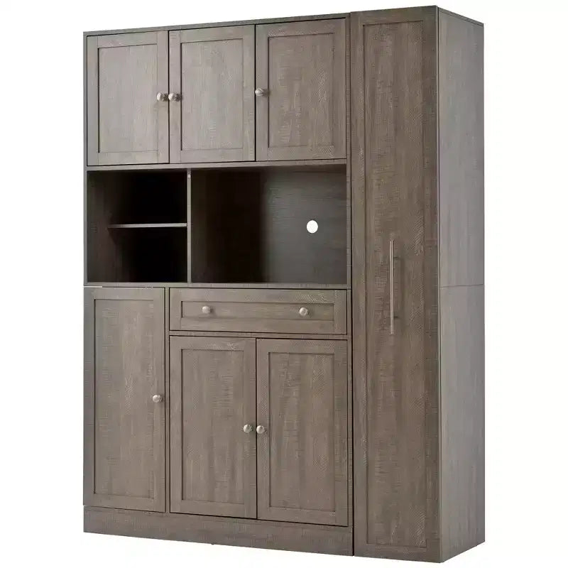Credenza con piattaia, armadietto estraibile e cassetto