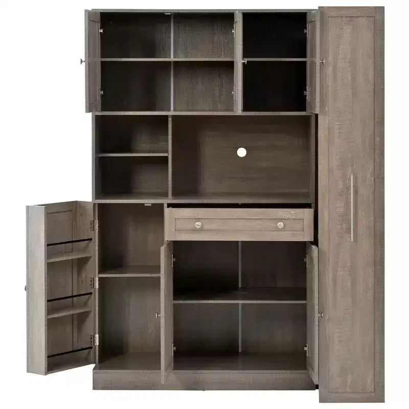 Credenza con piattaia, armadietto estraibile e cassetto