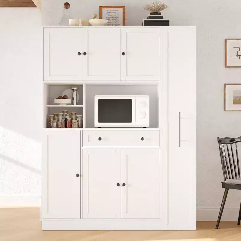 Credenza con piattaia, armadietto estraibile e cassetto