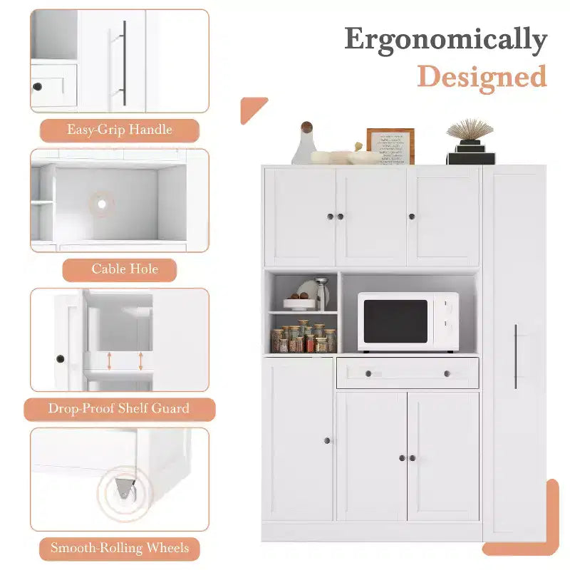 Credenza con piattaia, armadietto estraibile e cassetto