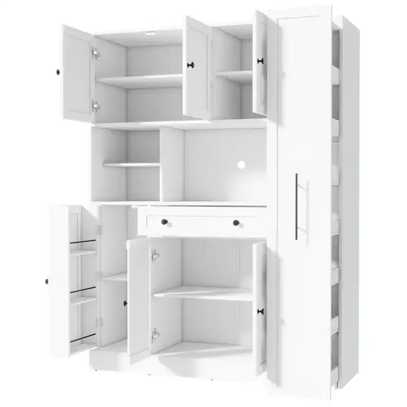 Credenza con piattaia, armadietto estraibile e cassetto