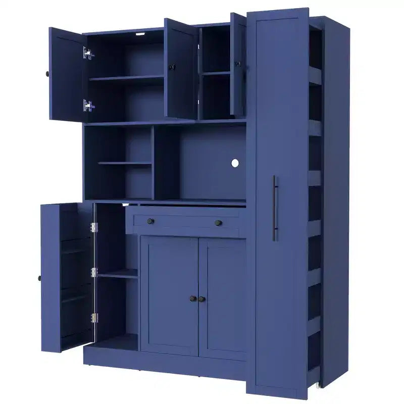 Credenza con piattaia, armadietto estraibile e cassetto