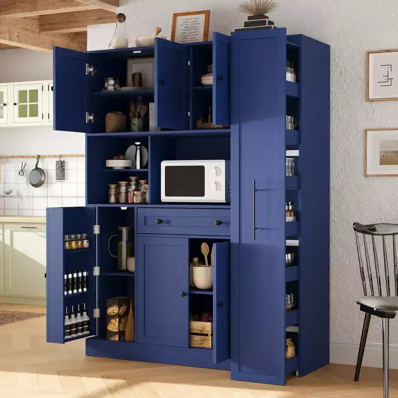 Whisen Buffet with Hutch, Pull-Out Cabinet & Drawer