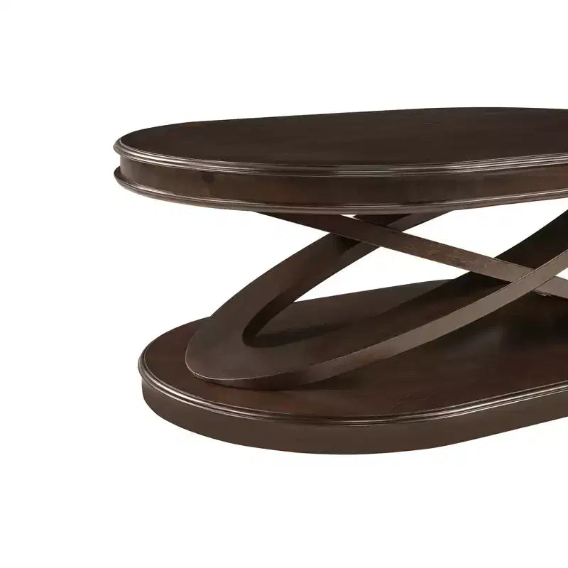 Tavolino da caffè in legno con base a X, tavolino ovale da cocktail da 44" con contenitore, tavolino centrale per divano