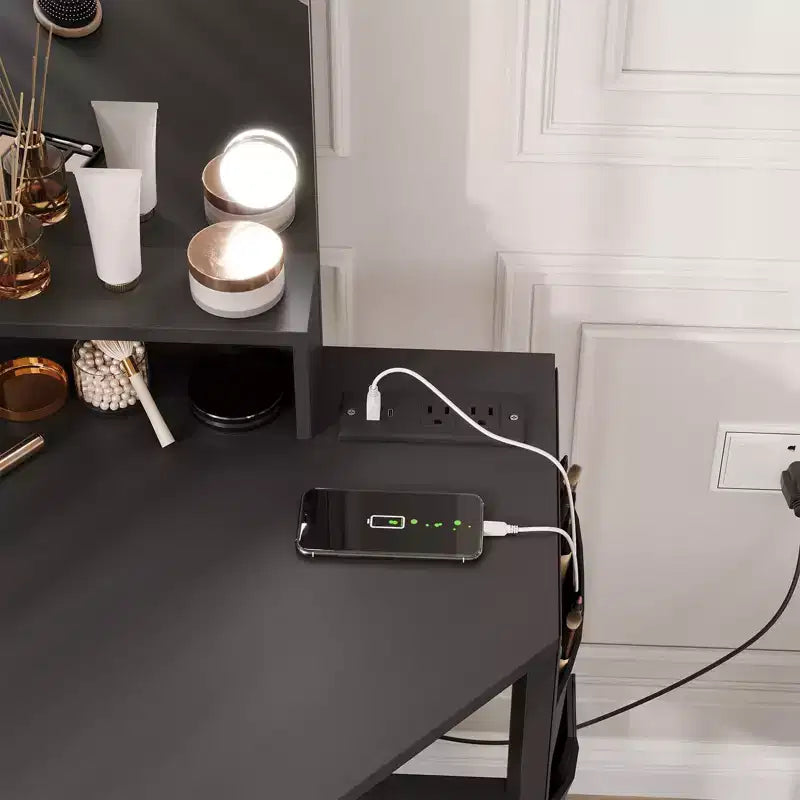 Specchio angolare da toeletta, specchio pieghevole a 3 ante con 3 modalità di illuminazione, specchio per il trucco per camera da letto e studio, specchio da toeletta illuminato a tre ante