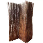 Divisorio pieghevole in rattan marrone a tre pannelli, 213 cm