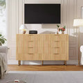 55 8-Drawer Wooden Dresser with Metal Handles & Anti-Tip Design - Modern Natural Finish Storage for Bedroom, Living Room & Home Office.