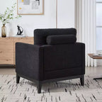 Poltrona, Poltroncina rivestita in Bouclé con 2 cuscini a rullo, Gambe in legno naturale, Seduta con molle insacchettate, Poltrona lounge per soggiorno, ufficio