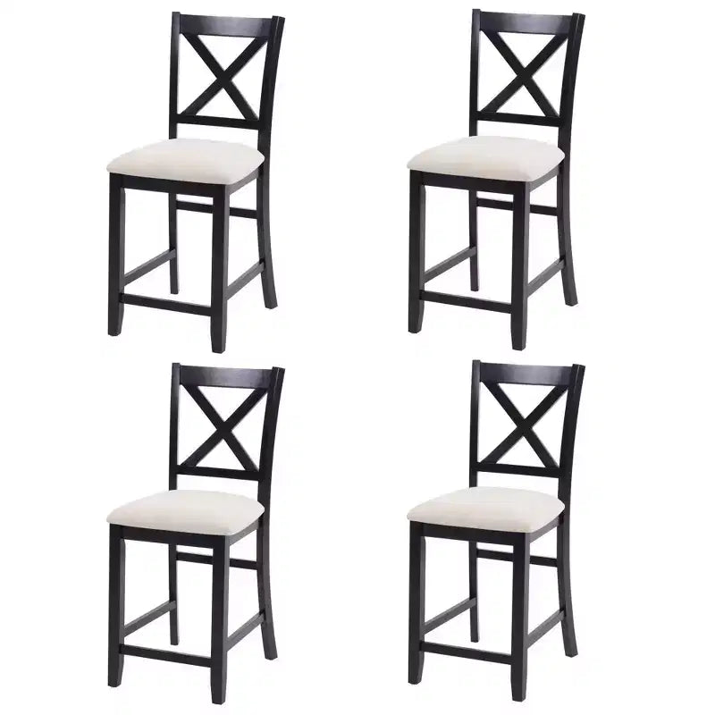 Set di 4 sedie da pranzo in legno, seduta imbottita, per sala da pranzo, soggiorno, cucina, bicolore nero e beige