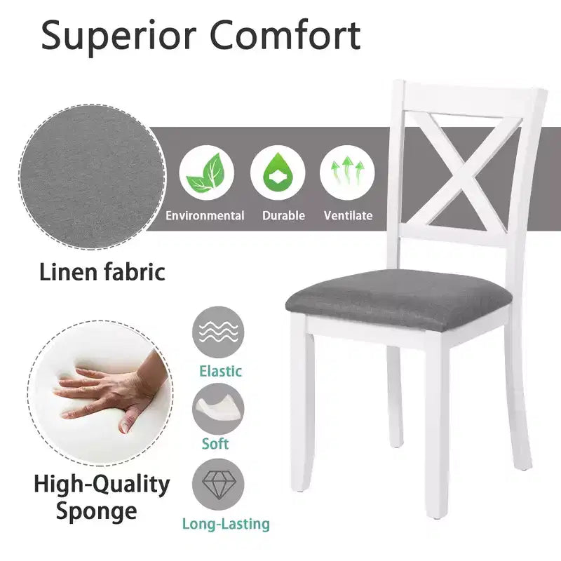 Set di 4 sedie da pranzo in legno, seduta imbottita, per sala da pranzo, soggiorno, cucina, bicolore nero e beige