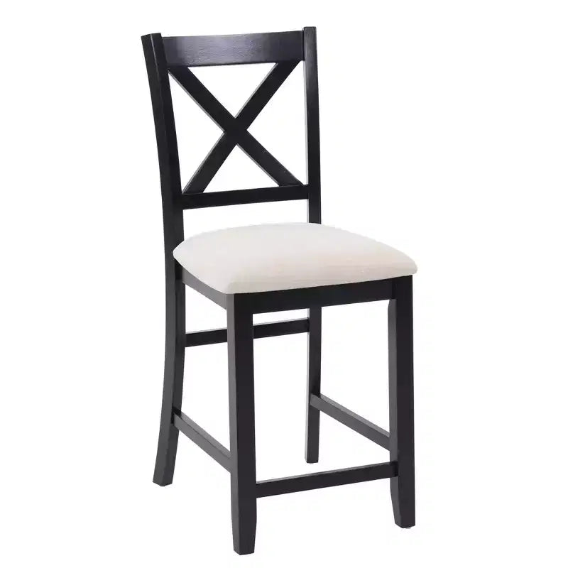 Set di 4 sedie da pranzo in legno, seduta imbottita, per sala da pranzo, soggiorno, cucina, bicolore nero e beige
