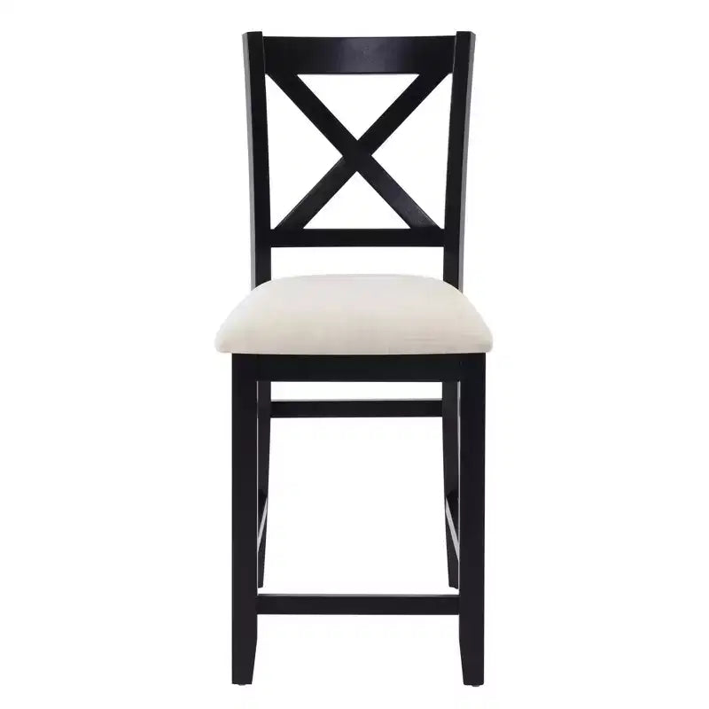 Set di 4 sedie da pranzo in legno, seduta imbottita, per sala da pranzo, soggiorno, cucina, bicolore nero e beige