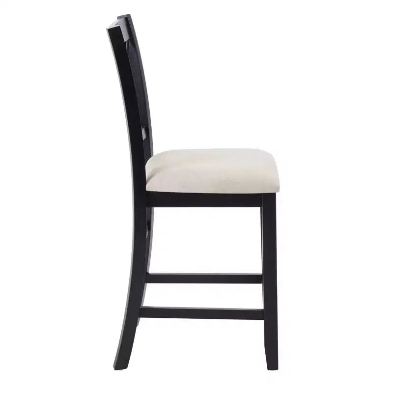 Set di 4 sedie da pranzo in legno, seduta imbottita, per sala da pranzo, soggiorno, cucina, bicolore nero e beige