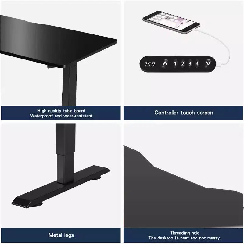 Scrivania Elettrica Regolabile in Altezza, per Casa e Ufficio, Tavolo per Computer 55'' Sollevabile, Nera