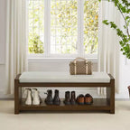 Panca Accent con scarpiera a ripiano inferiore, panca imbottita, panca moderna e compatta da fondo letto con contenitore