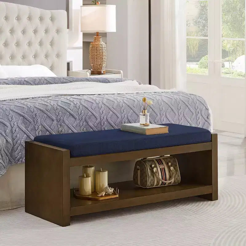 Panca Accent con scarpiera a ripiano inferiore, panca imbottita, panca moderna e compatta da fondo letto con contenitore