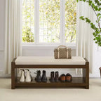 Panca Accent con scarpiera a ripiano inferiore, panca imbottita, panca moderna e compatta da fondo letto con contenitore