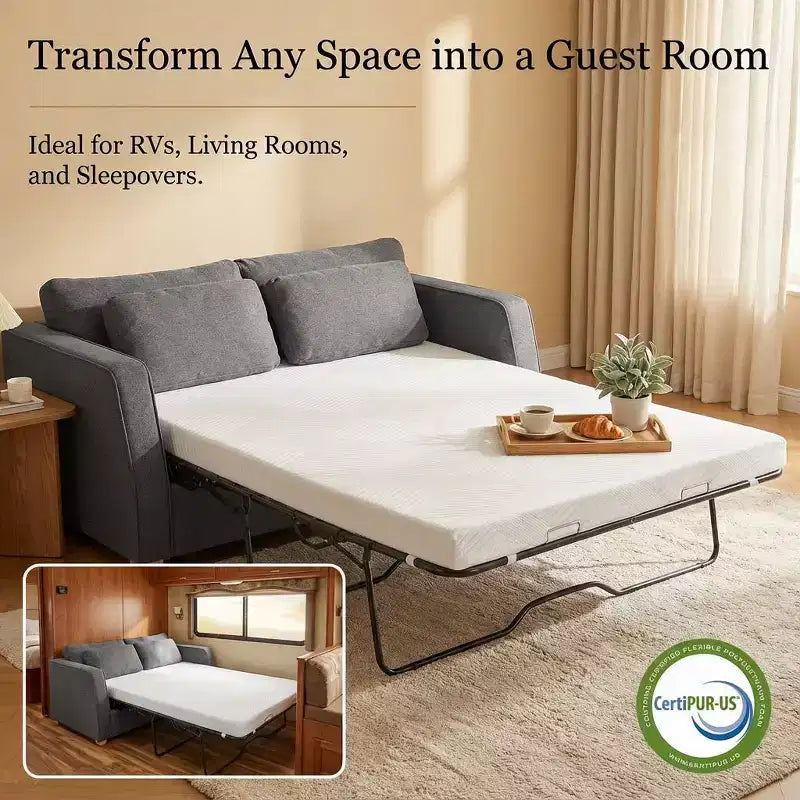 Materasso di ricambio per divano letto da 4 pollici, materasso in memory foam rinfrescante per divano estraibile, certificato CertiPUR-US
