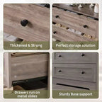 Comò a 4 cassetti per camera da letto, cassettiera in legno larga 80 cm con stazione di ricarica, comodino stretto, organizer per vestiti