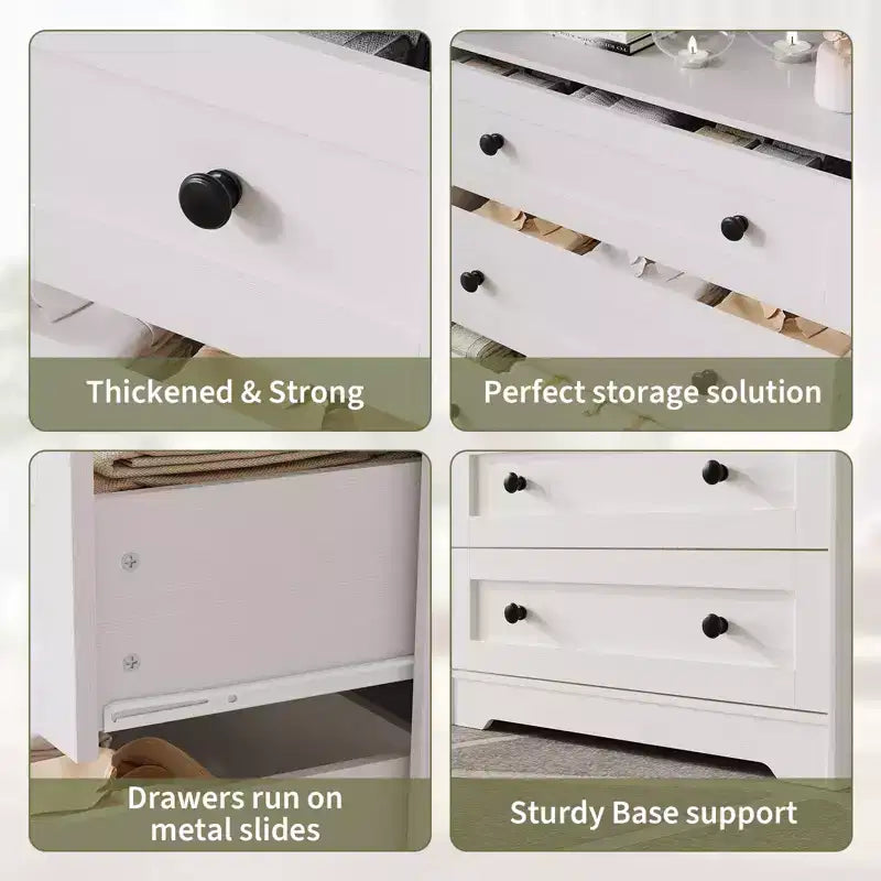 Comò a 4 cassetti per camera da letto, cassettiera in legno larga 80 cm con stazione di ricarica, comodino stretto, organizer per vestiti