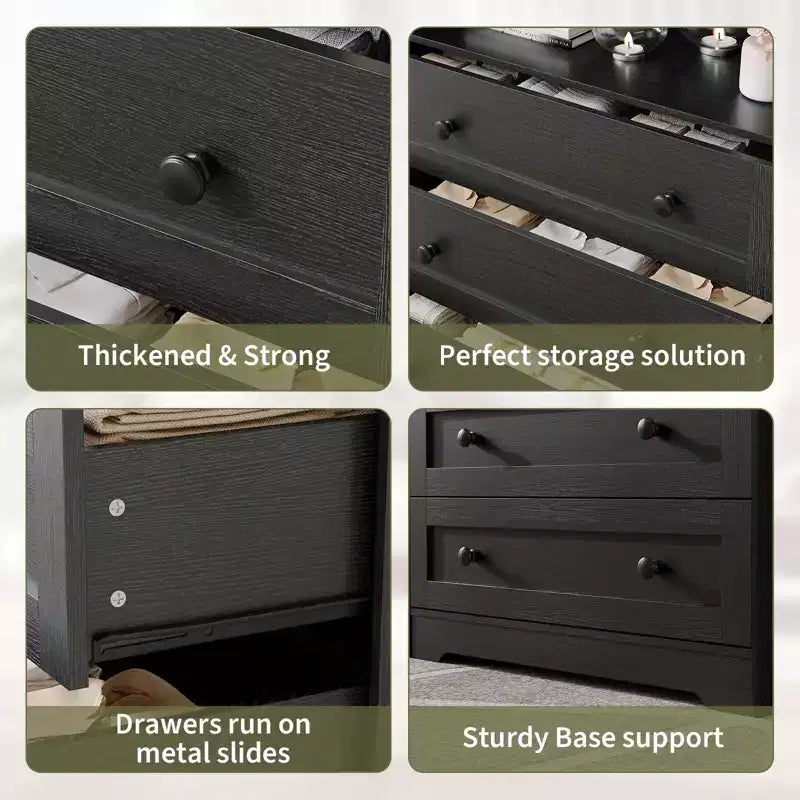 Comò a 4 cassetti per camera da letto, cassettiera in legno larga 80 cm con stazione di ricarica, comodino stretto, organizer per vestiti
