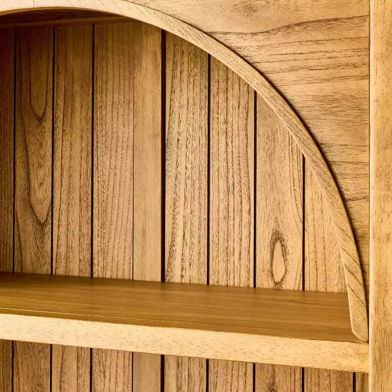 Libreria Arch con ante, libreria ad arco da 72'' con ripiani aperti e mobile contenitore