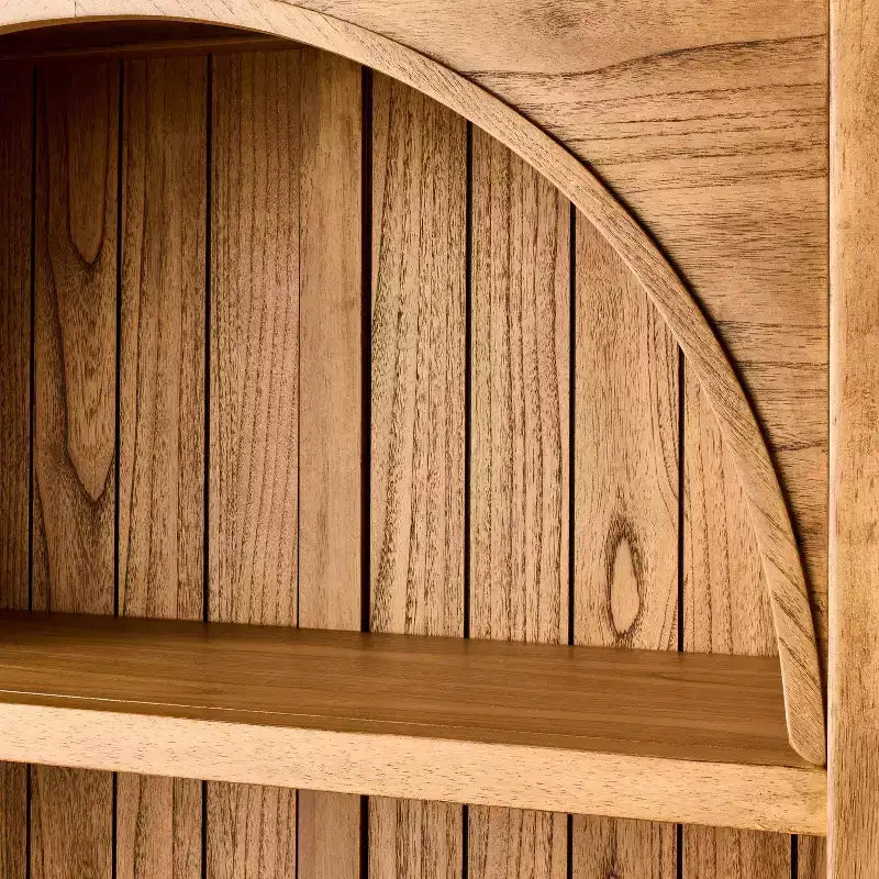 Libreria Arch con ante, libreria ad arco da 72'' con ripiani aperti e mobile contenitore