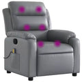 vidaXL Massage Recliner Chair Light Gray Fabric