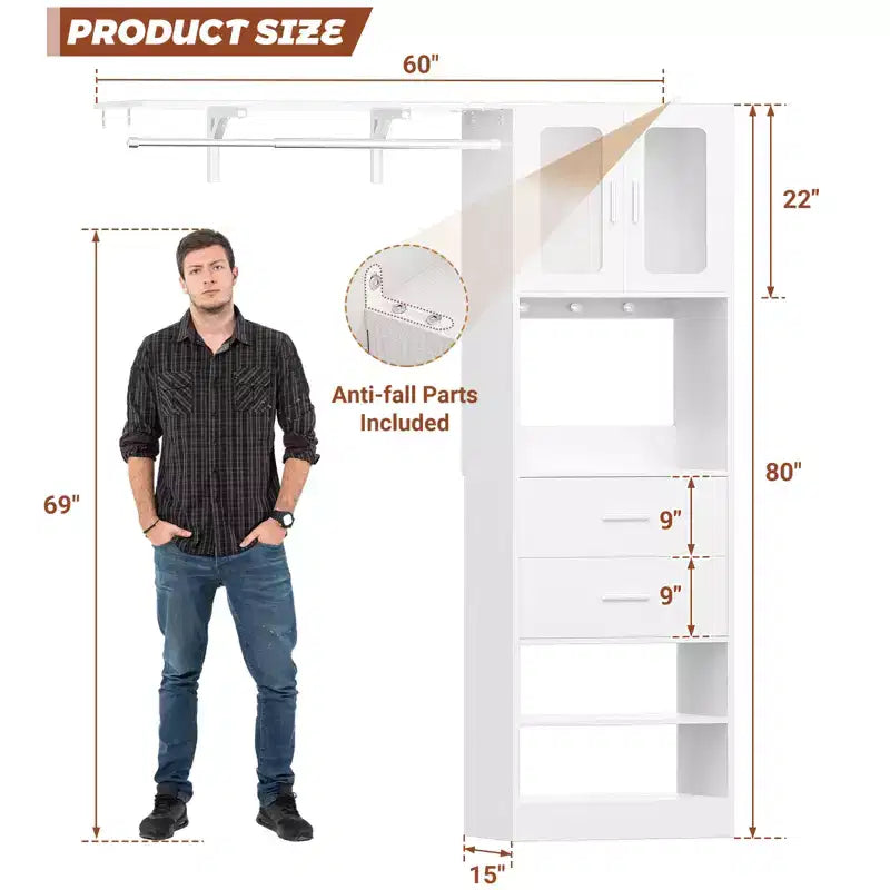 Sistema per armadio Besiost 20-60 con anta Visualize e cassetti in legno