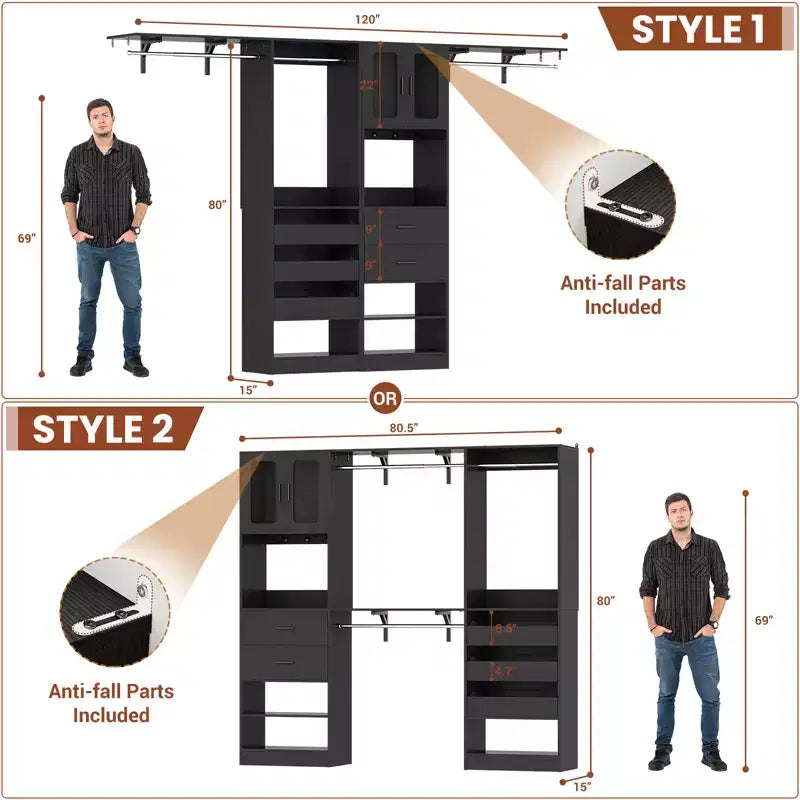 Besiost 80-120 Sistema per armadio con anta e cassetti in legno