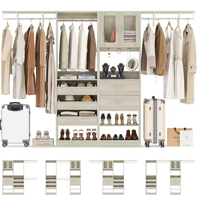Besiost 80-120 Sistema per armadio con anta e cassetti in legno
