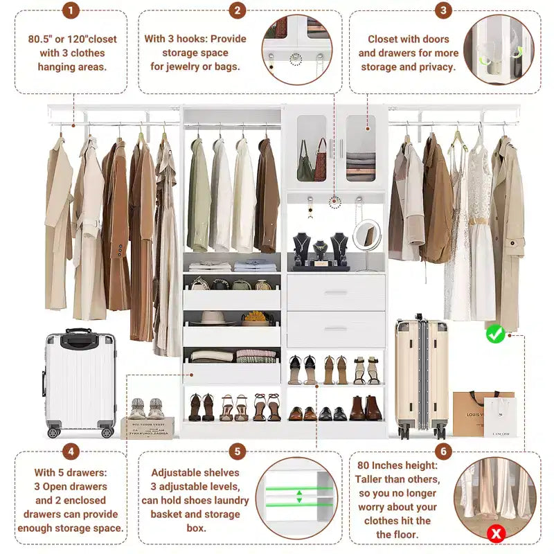 Besiost 80-120 Sistema per armadio con anta e cassetti in legno