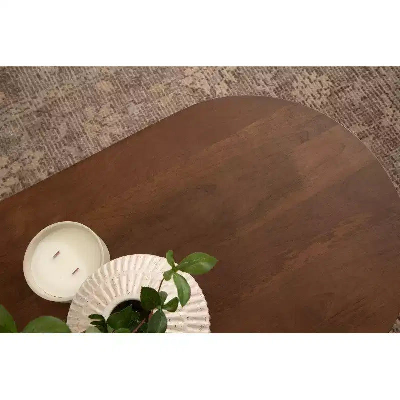 Tavolino ovale in legno Kate and Laurel Conan, 38x20x17, marrone noce
