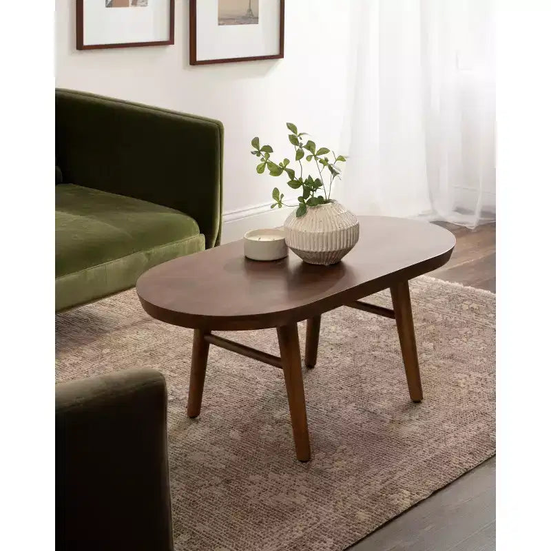 Tavolino ovale in legno Kate and Laurel Conan, 38x20x17, marrone noce