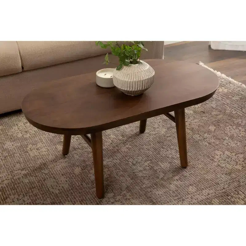 Tavolino ovale in legno Kate and Laurel Conan, 38x20x17, marrone noce