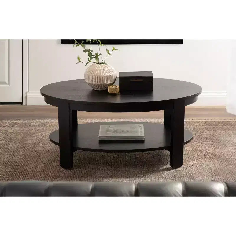 Tavolino da caffè ovale in legno Kate e Laurel Foxford, 38x24x18, nero