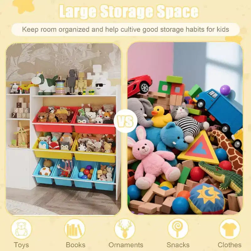 Mobiletto contenitore in MDF per bambini, scaffale organizer con contenitori per cameretta dei bambini o sala giochi