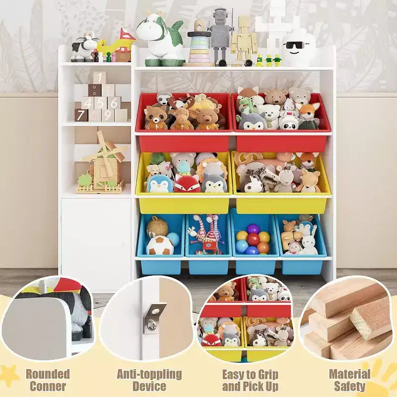 Mobiletto contenitore in MDF per bambini, scaffale organizer con contenitori per cameretta dei bambini o sala giochi