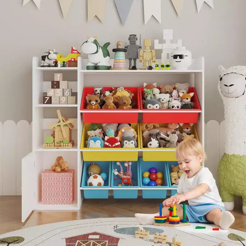 Mobiletto contenitore in MDF per bambini, scaffale organizer con contenitori per cameretta dei bambini o sala giochi