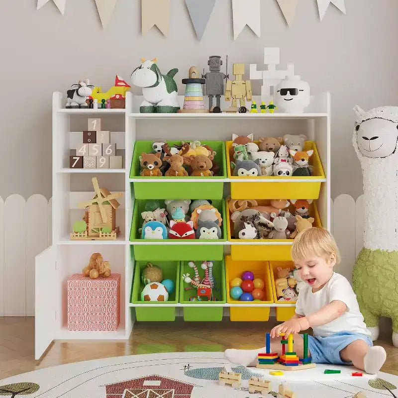 Mobiletto contenitore in MDF per bambini, scaffale organizer con contenitori per cameretta dei bambini o sala giochi