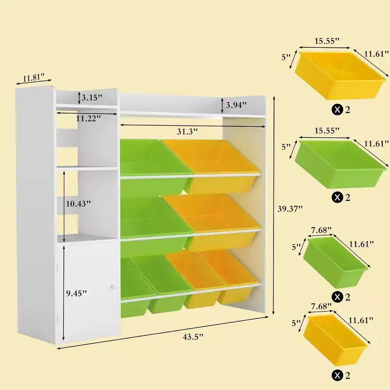 Mobiletto contenitore in MDF per bambini, scaffale organizer con contenitori per cameretta dei bambini o sala giochi