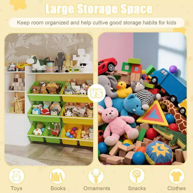 Mobiletto contenitore in MDF per bambini, scaffale organizer con contenitori per cameretta dei bambini o sala giochi