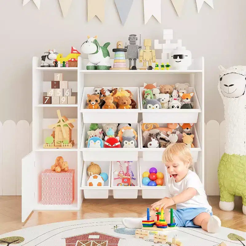 Mobiletto contenitore in MDF per bambini, scaffale organizer con contenitori per cameretta dei bambini o sala giochi