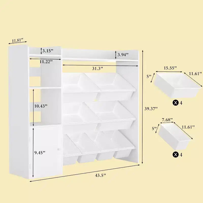 Mobiletto contenitore in MDF per bambini, scaffale organizer con contenitori per cameretta dei bambini o sala giochi