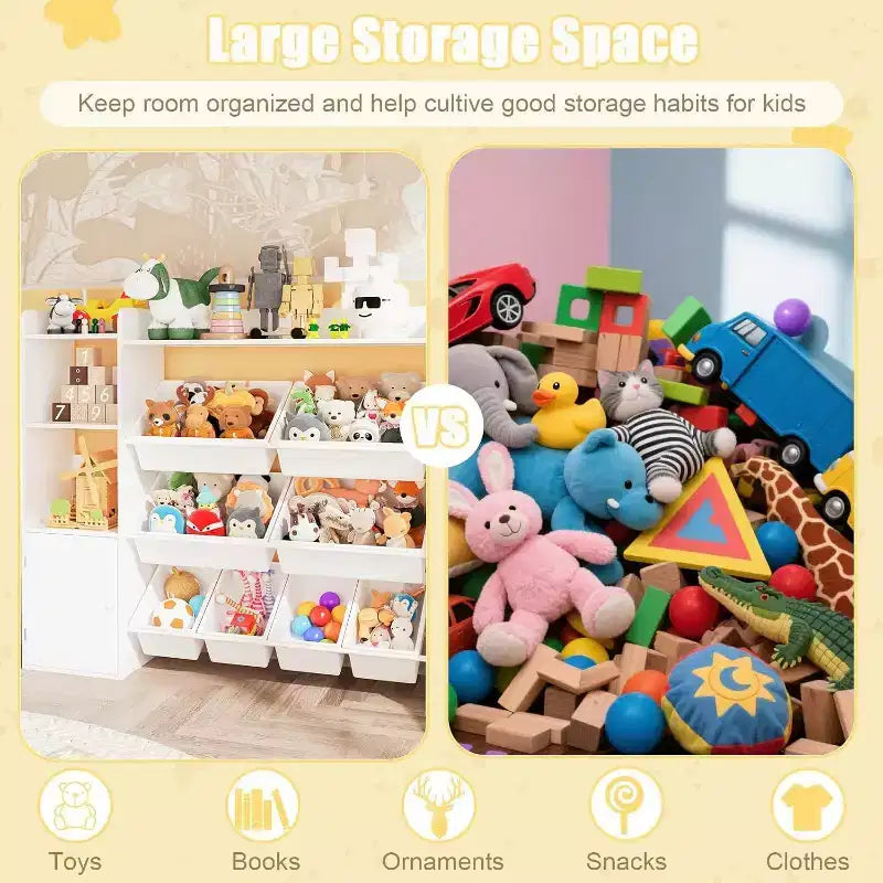 Mobiletto contenitore in MDF per bambini, scaffale organizer con contenitori per cameretta dei bambini o sala giochi