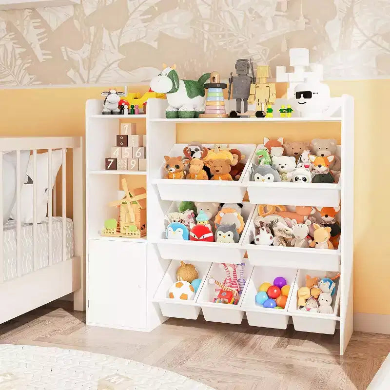 Mobiletto contenitore in MDF per bambini, scaffale organizer con contenitori per cameretta dei bambini o sala giochi