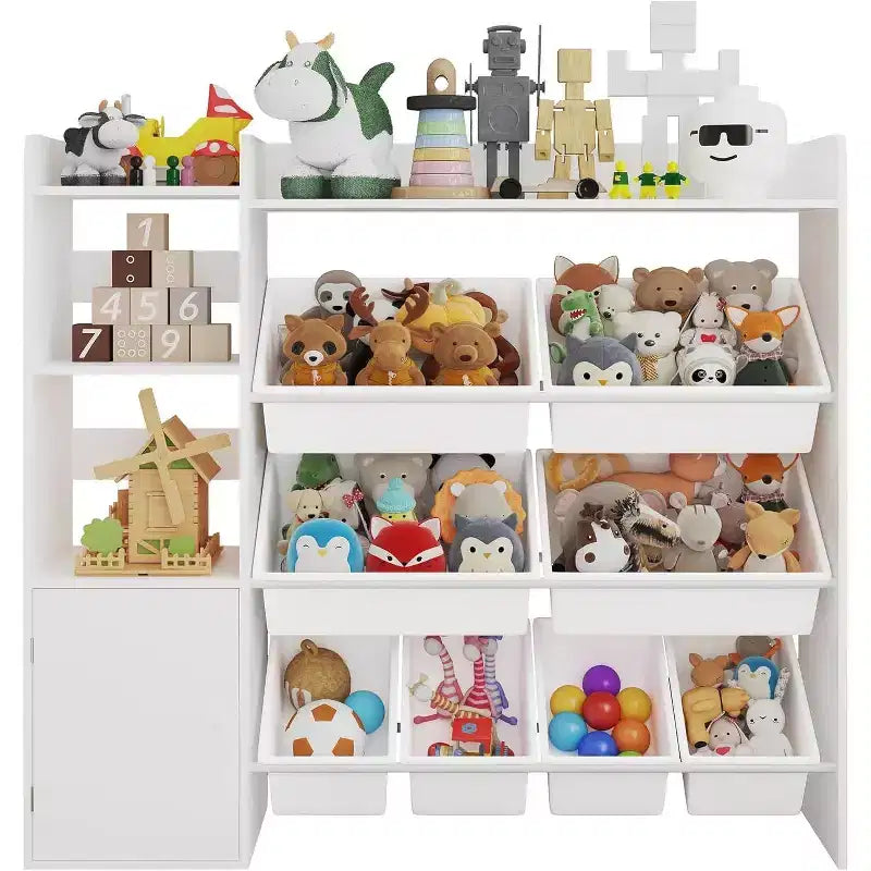 Acekool Kids MDF Storage Cabinet , Organizer Shelf with Bins for Kids Bedroom Playroom