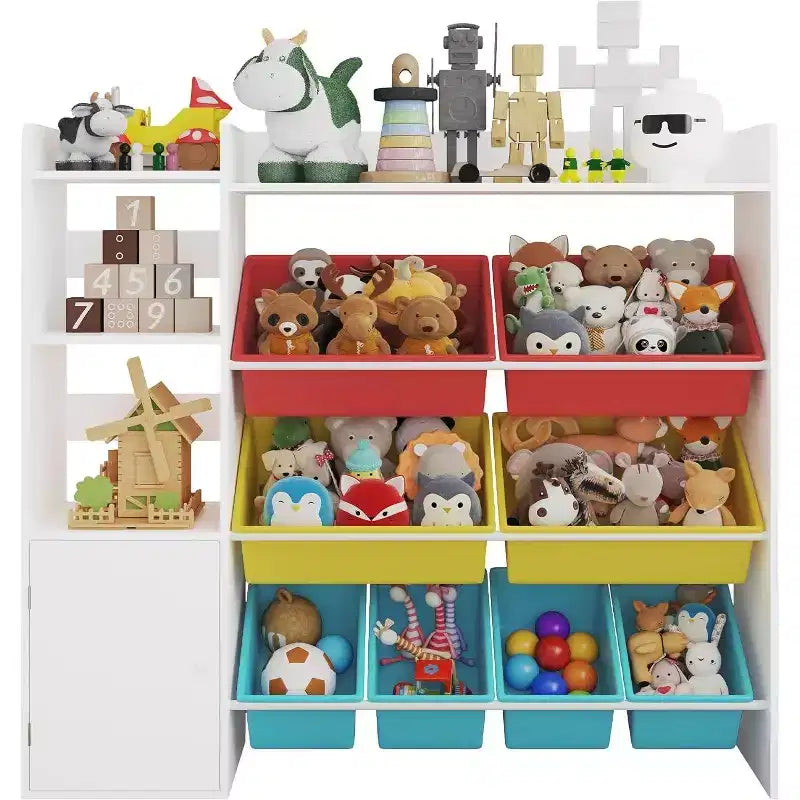 Mobiletto contenitore in MDF per bambini, scaffale organizer con contenitori per cameretta dei bambini o sala giochi