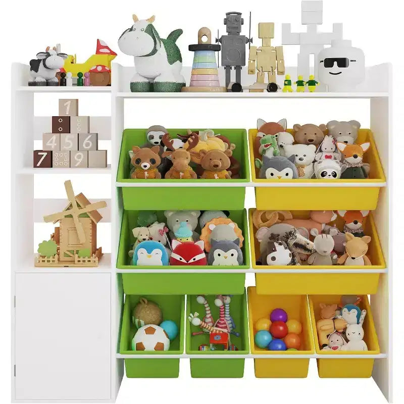 Mobiletto contenitore in MDF per bambini, scaffale organizer con contenitori per cameretta dei bambini o sala giochi