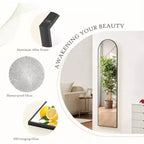 Specchio Nero Ad Arco, 150x40 cm, a Figura Intera. Cornice Sottile in Alluminio da Appendere o Appoggiare in Camera da Letto o Spogliatoio